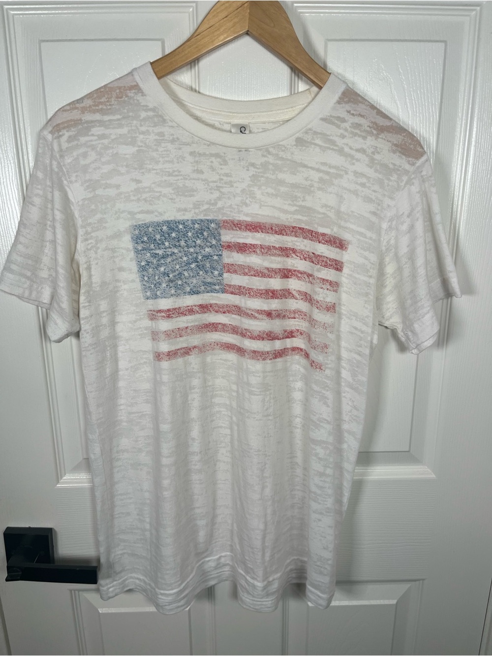 Bella Canvas White Short-Sleeve Tee with Faded American Flag
